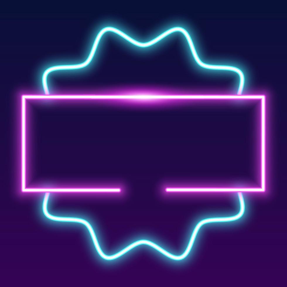 Futuristic Technology Retro Neon Frame Border. vector