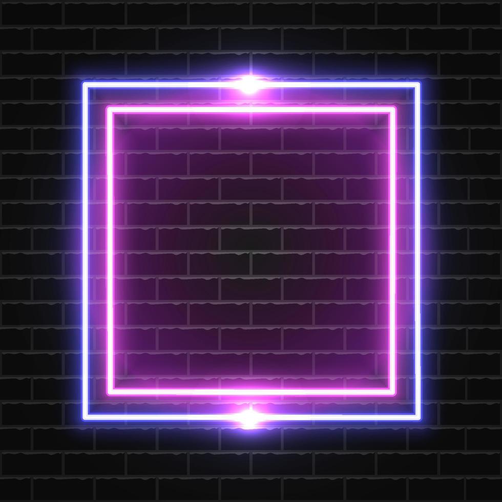 Futuristic Neon frame border. Purple neon glowing background vector