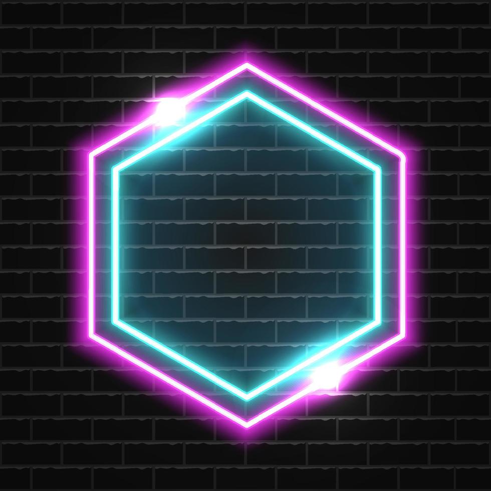 Futuristic Neon frame border. Purple neon glowing background vector