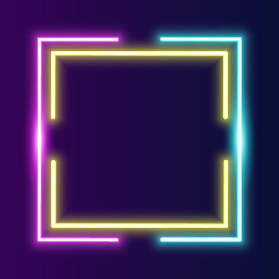 Futuristic Technology Retro Neon Frame Border. vector
