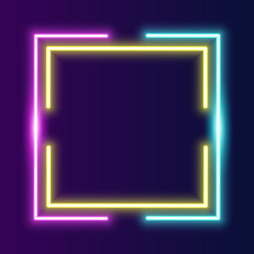 Futuristic Technology Retro Neon Frame Border. vector