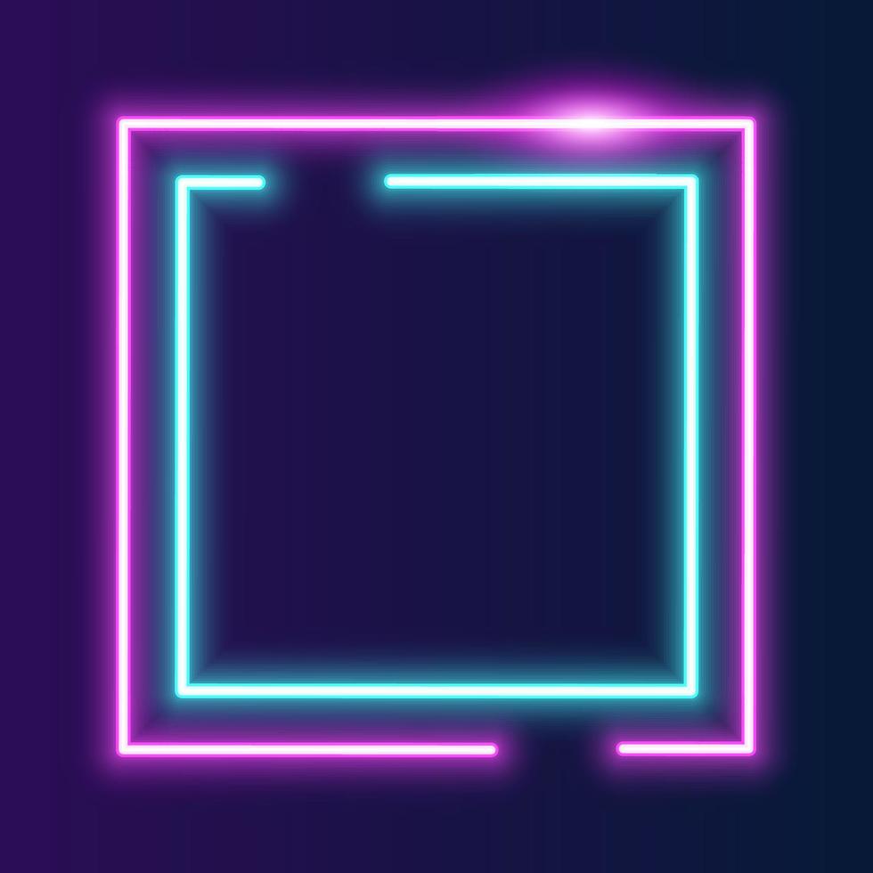 Futuristic Technology Retro Neon Frame Border. vector