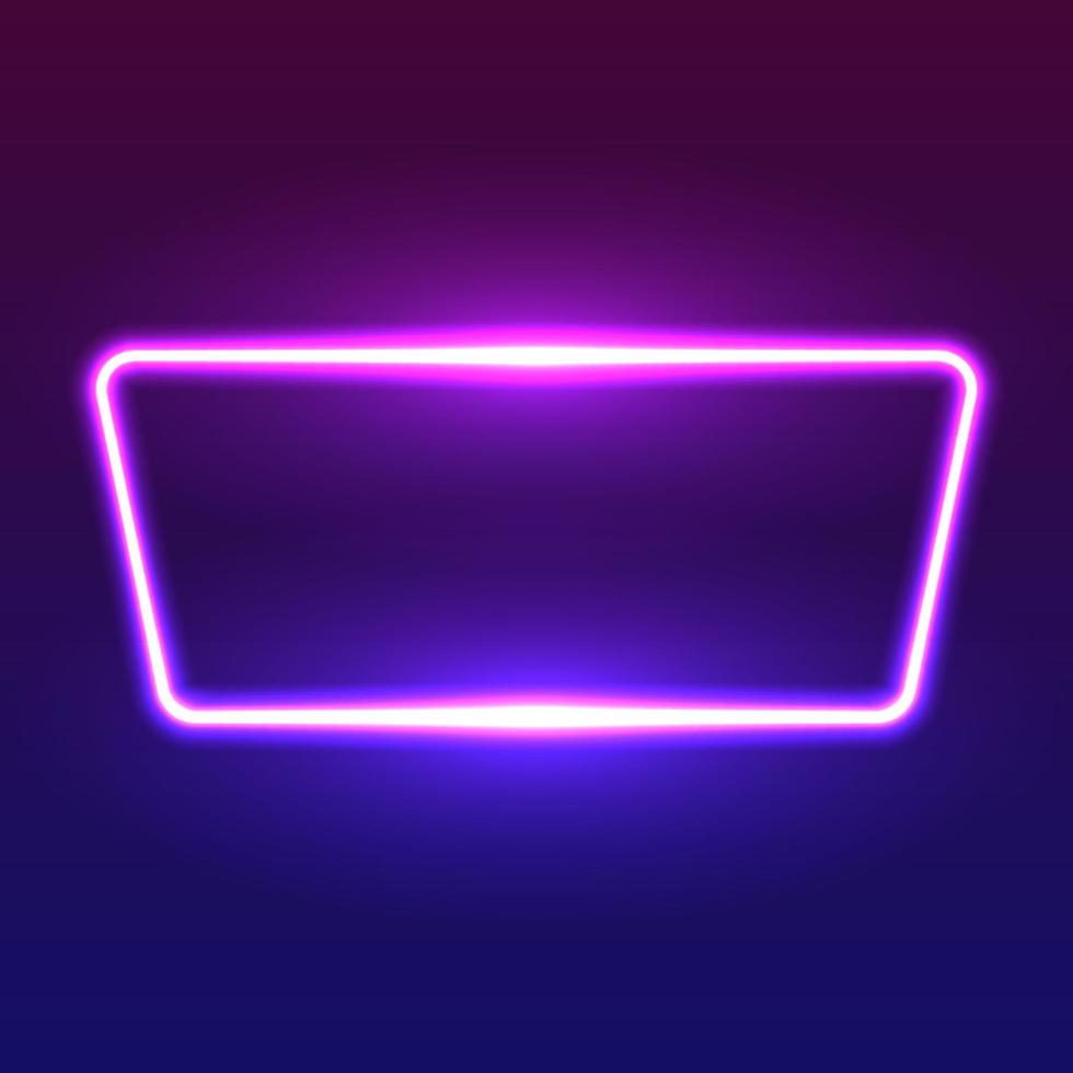 Futuristic Neon frame border. Purple neon glowing background vector