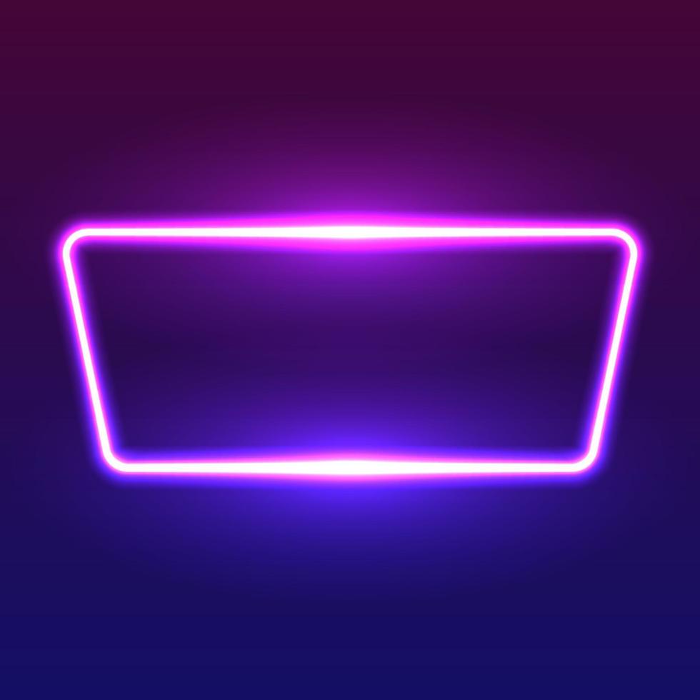 Futuristic Neon frame border. Purple neon glowing background vector