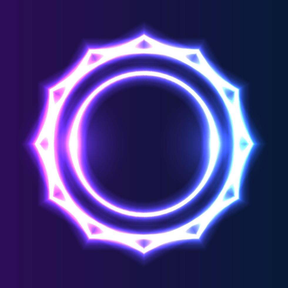 Futuristic Technology Retro Neon Frame Border. vector