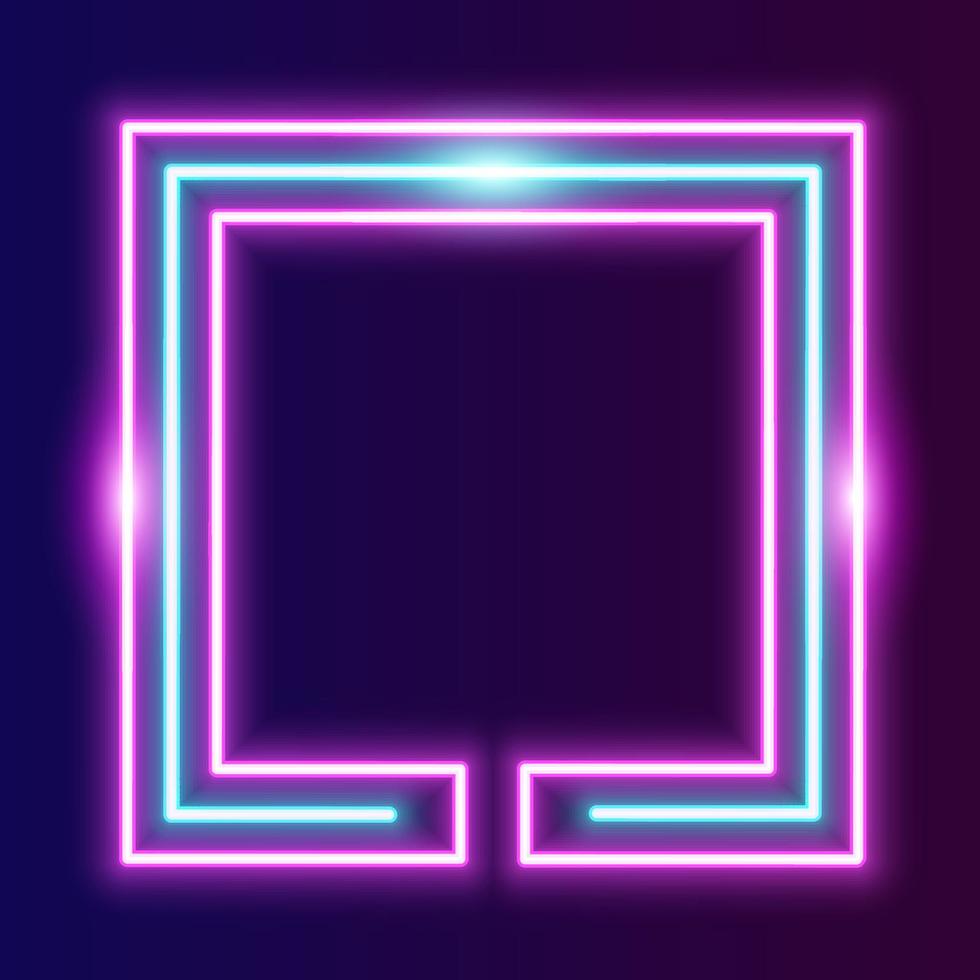 Futuristic Technology Retro Neon Frame Border. vector