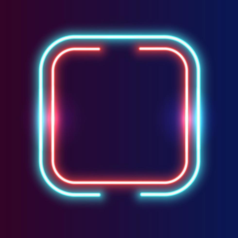 Futuristic Technology Retro Neon Frame Border. vector
