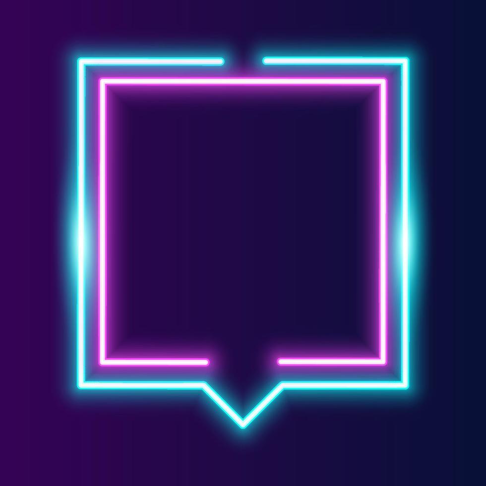 Futuristic Technology Retro Neon Frame Border. vector