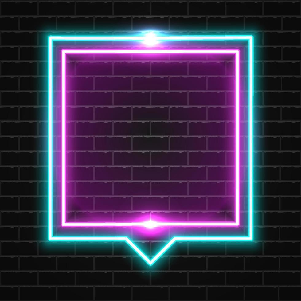 Futuristic Neon frame border. Purple neon glowing background vector