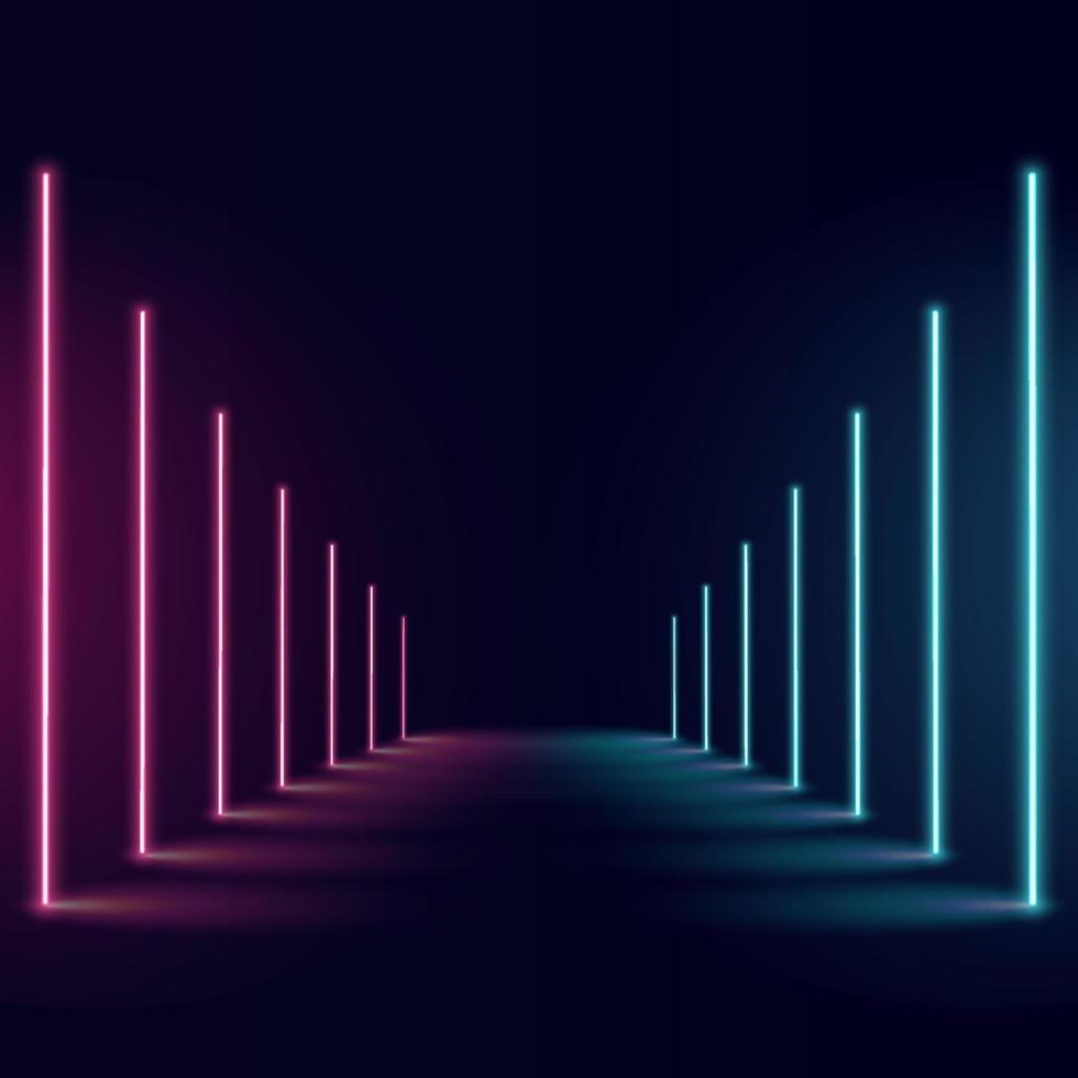 Abstract neon background with colorful beams of lights illustration. vector