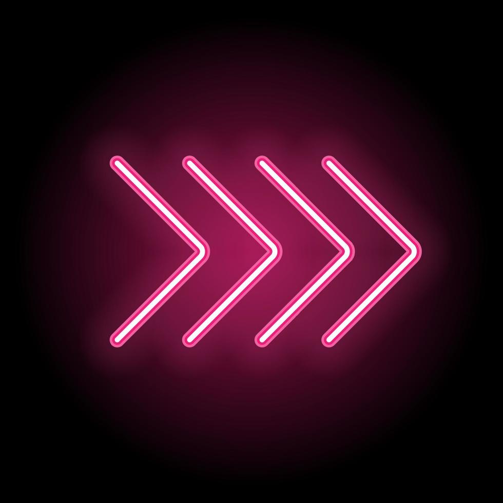 Neon glowing arrow pointer on dark background. vector