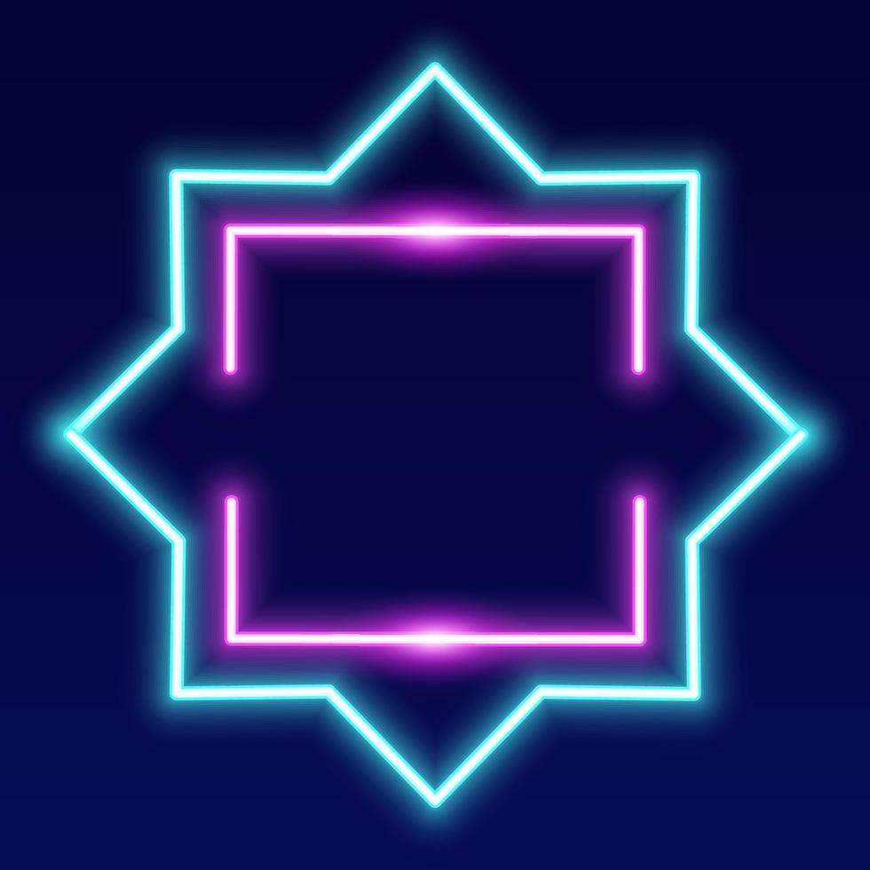 Futuristic Technology Retro Neon Frame Border. vector