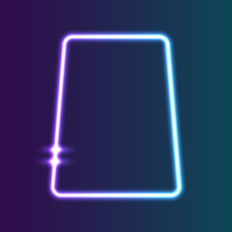 Futuristic Neon frame border. Purple neon glowing background vector