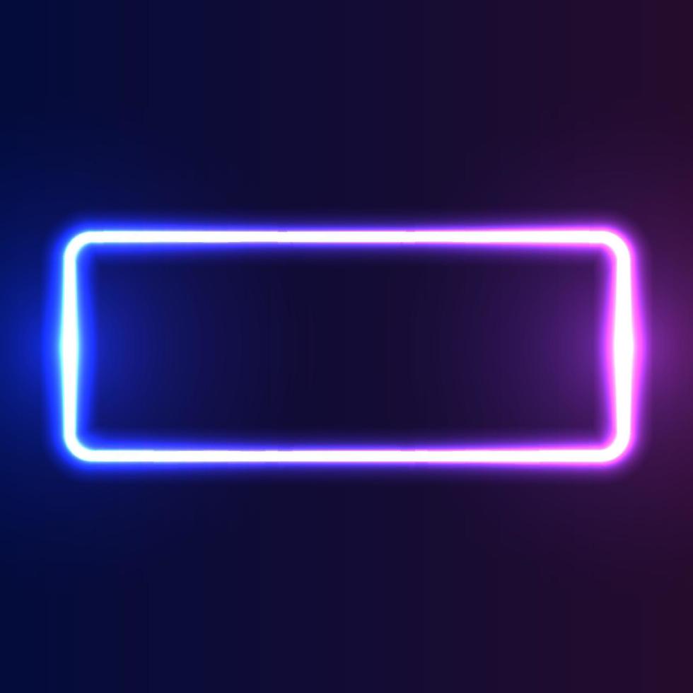 Futuristic Neon frame border. Purple neon glowing background vector
