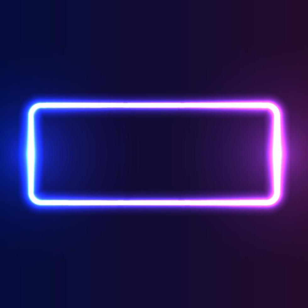 Futuristic Neon frame border. Purple neon glowing background vector