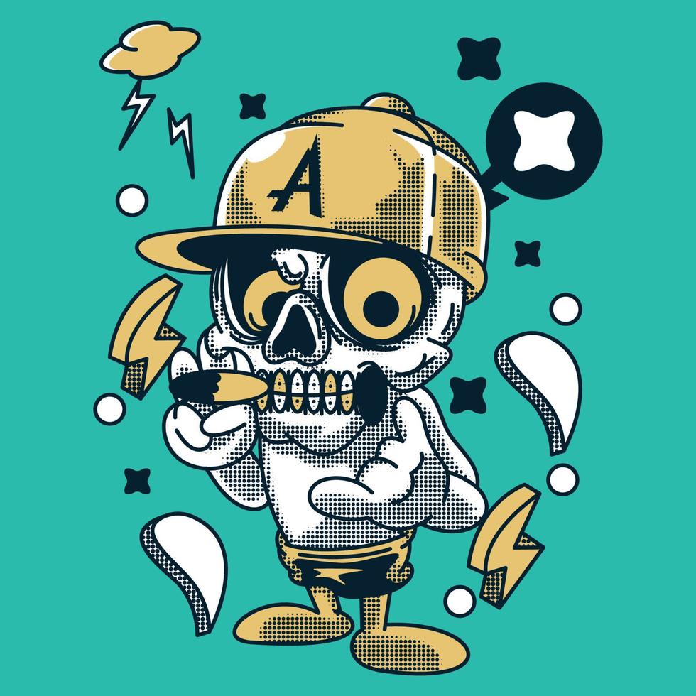 ilustración de camiseta de arte pop de calavera vector