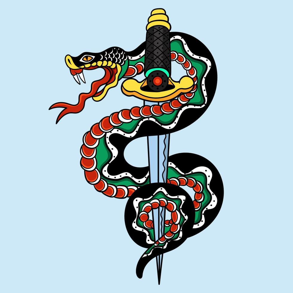 ilustración de serpiente y espada vector