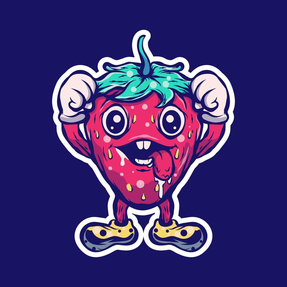 CUTE STRONG STRAWBERRY vector