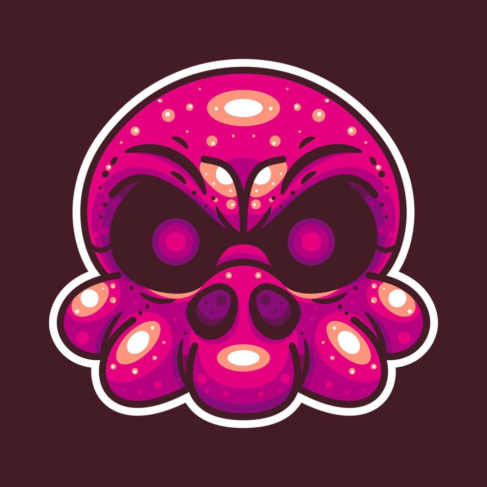 pulpo de cráneo adecuado para carácter, icono, logotipo, pegatina e ilustración vector