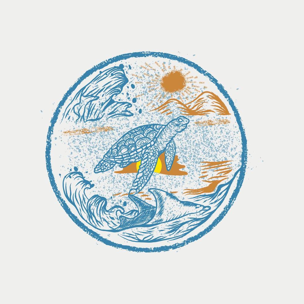 logotipo de la vendimia del océano vector