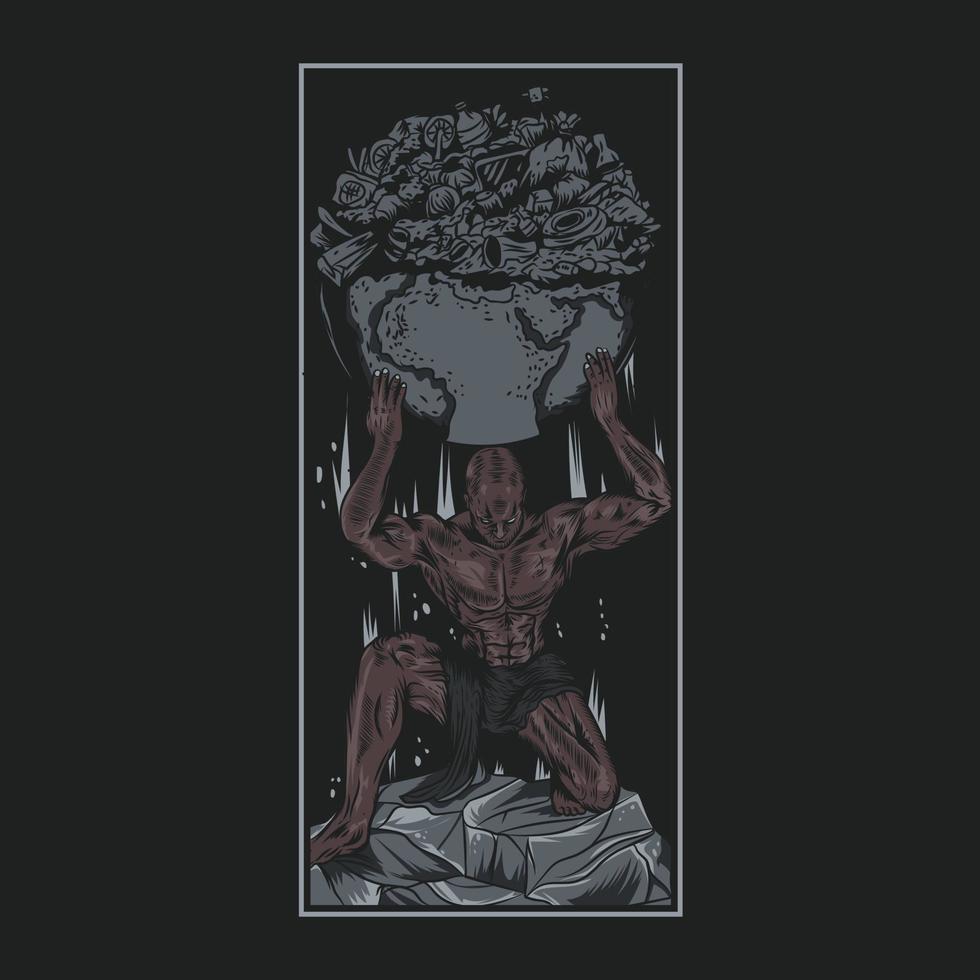 strong men lift up the polluted earth vector