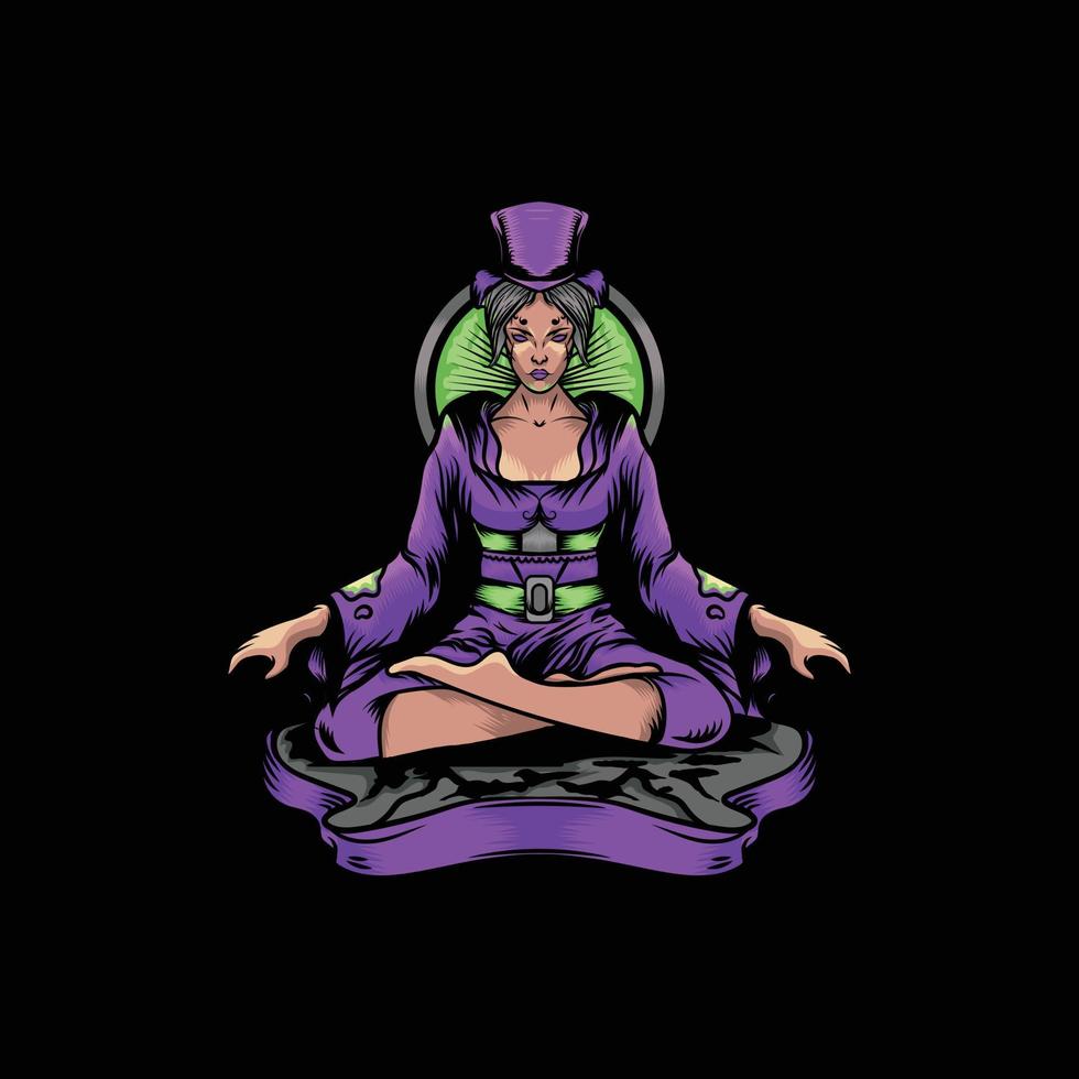 illustration of sakura meditating vector
