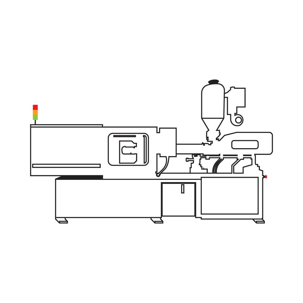 icono de máquina de moldeo por inyección hidráulica vector