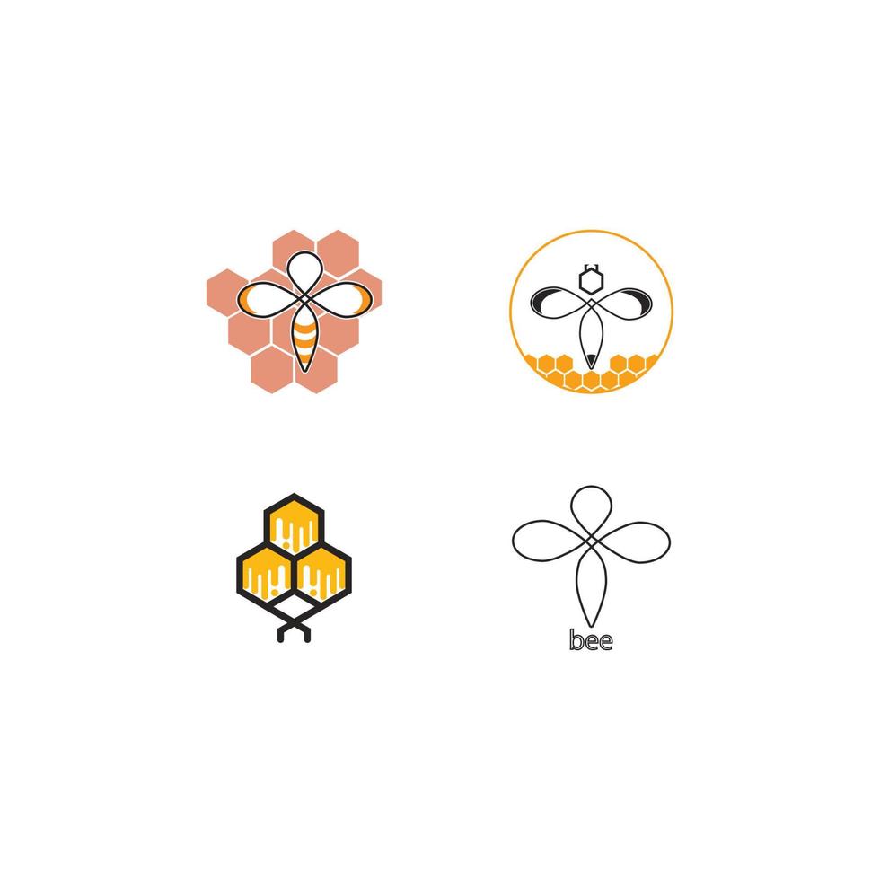 honey comb bees logo vector
