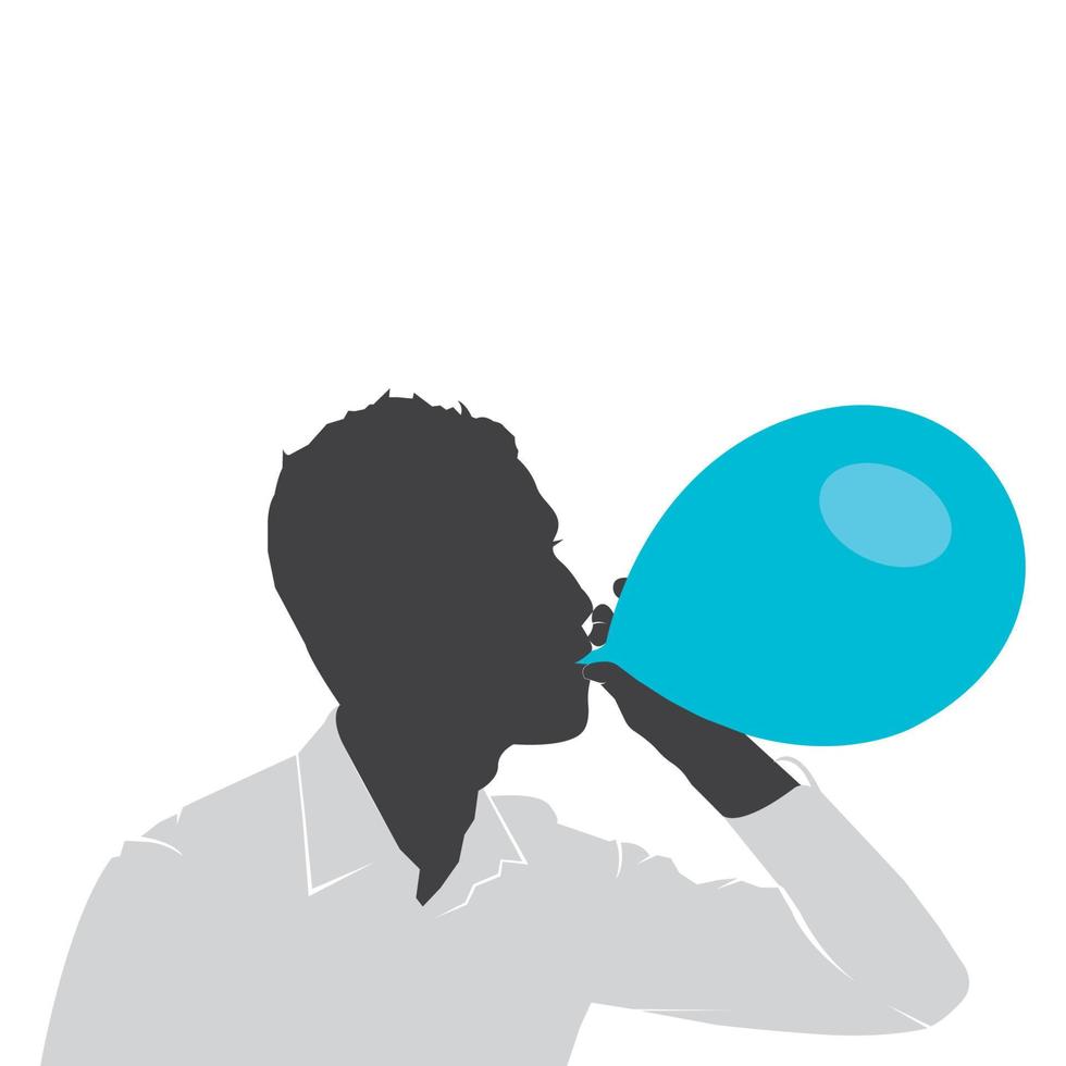 person blowing balloons icon vector