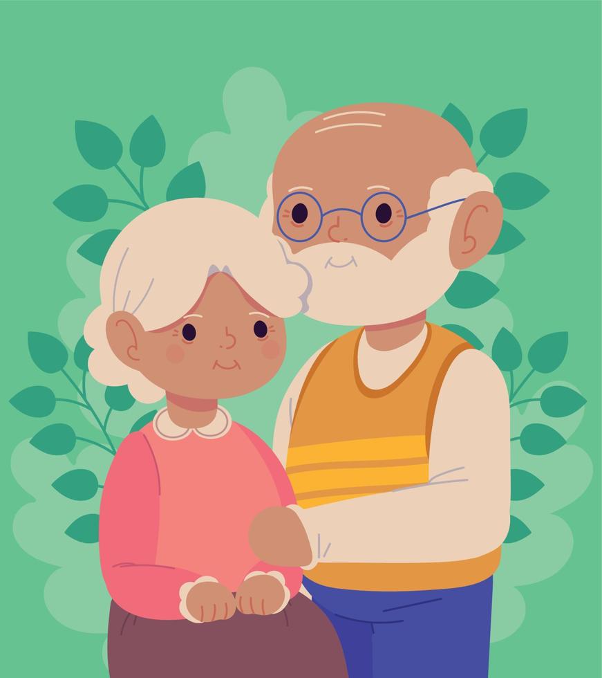 cute old couple vector
