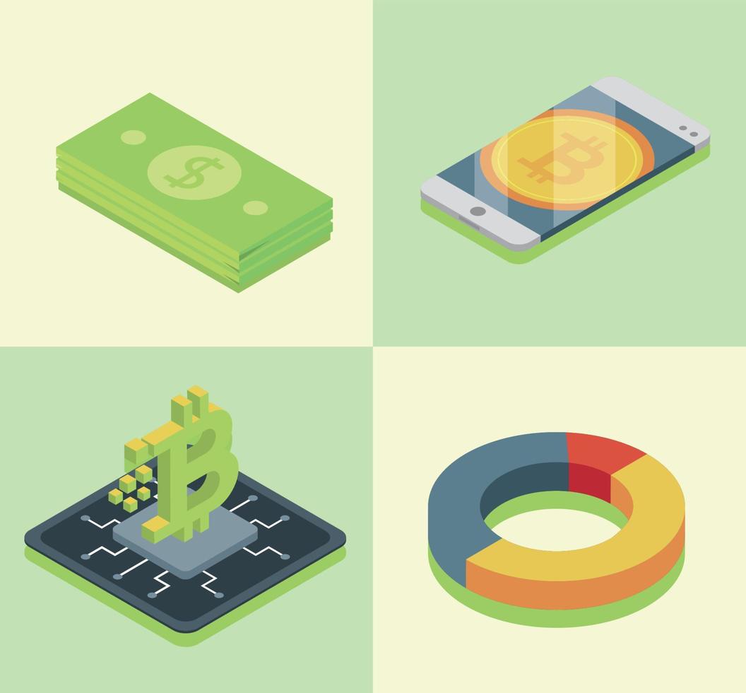 conjunto de tecnología financiera vector