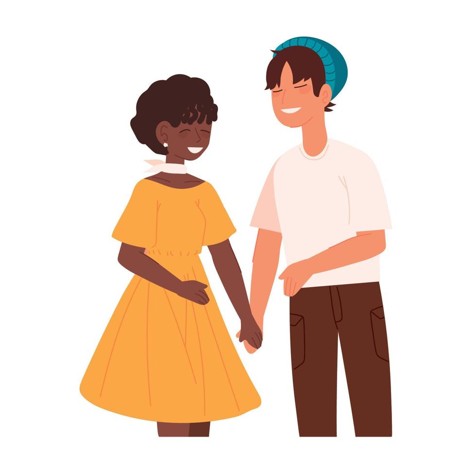 couple holding hands vector