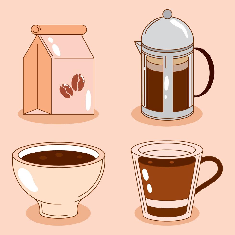 set of coffee vector