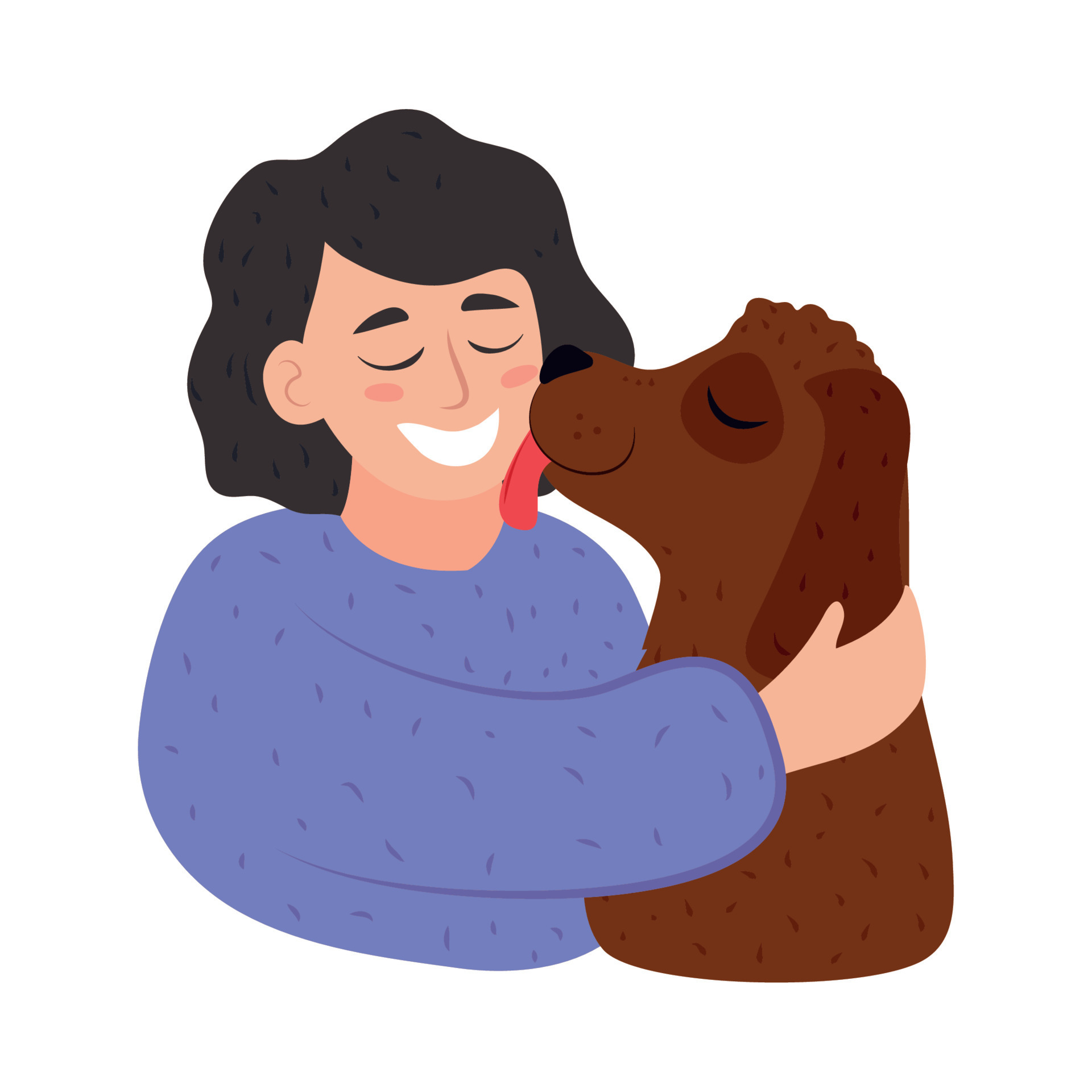 dog licking woman 10824071 Vector Art at Vecteezy