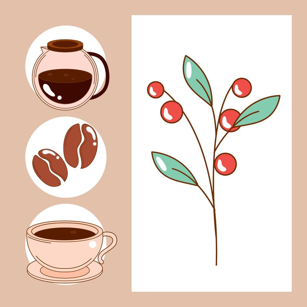 icon set coffee vector