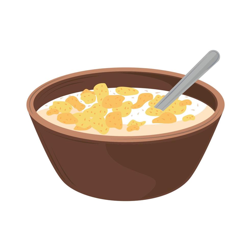 cereal de desayuno en un tazón vector