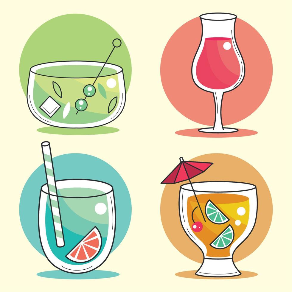 set of cocktails vector