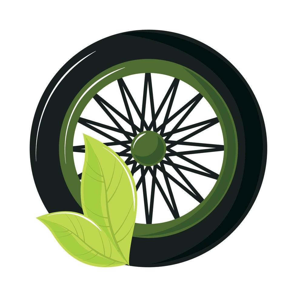 world car free day, wheel and leaf vector