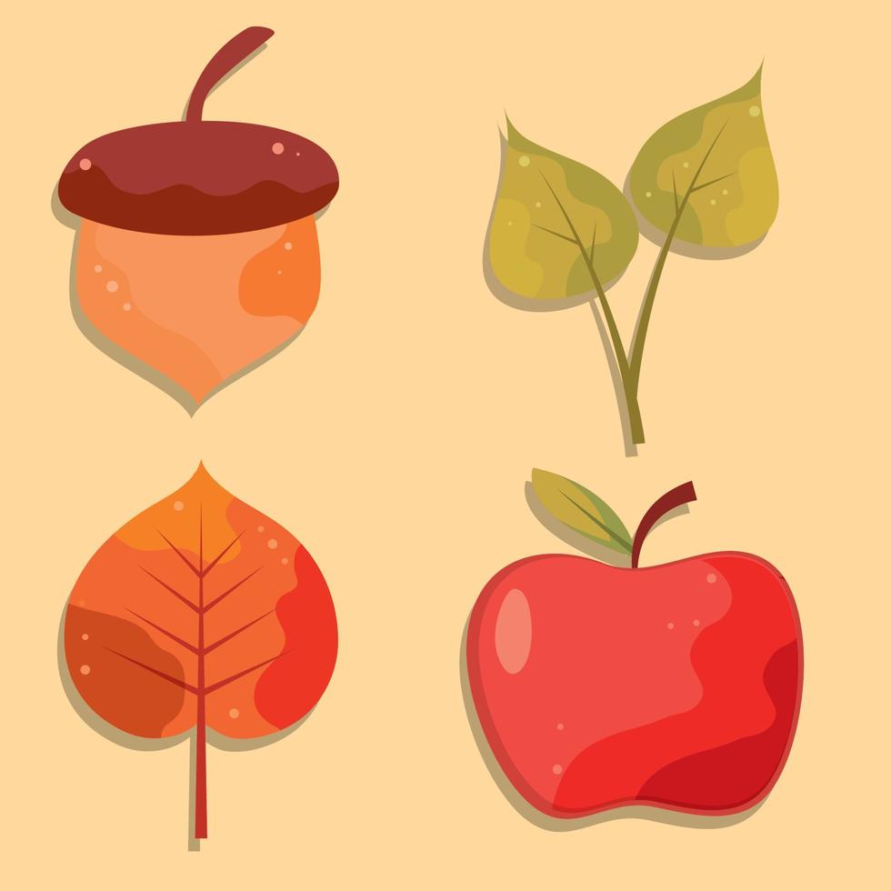 icons set autumn vector