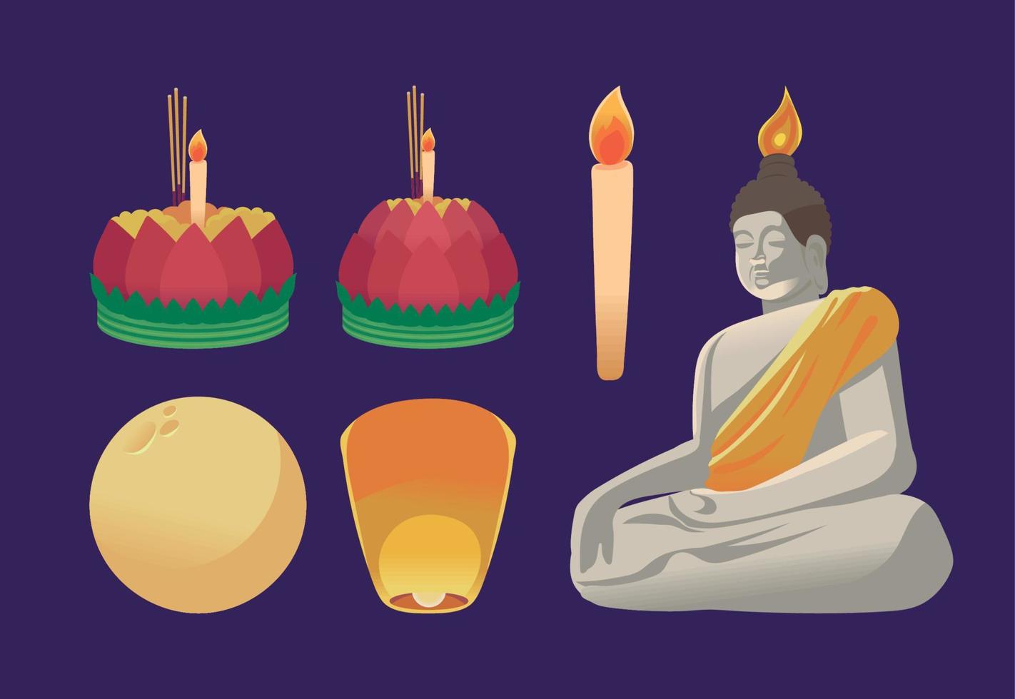 icons Loy krathong festival vector