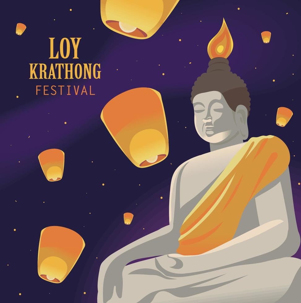 loy krathong festival vector