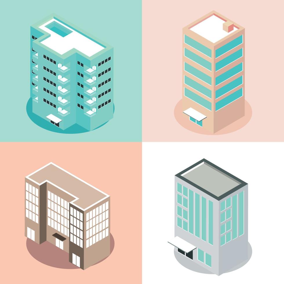 isometric city building vector