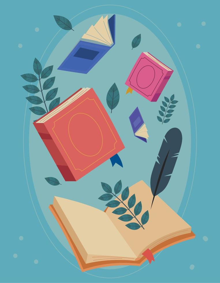 alfabetización y libros vector