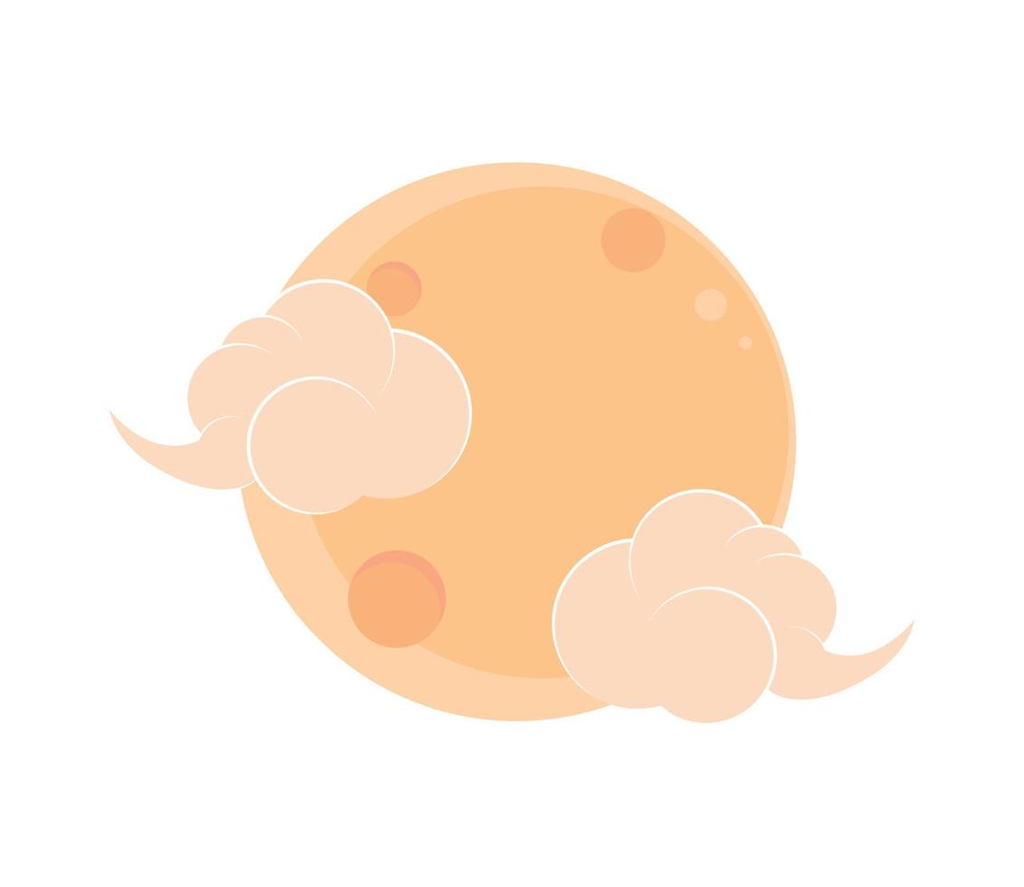 oriental moon and clouds vector