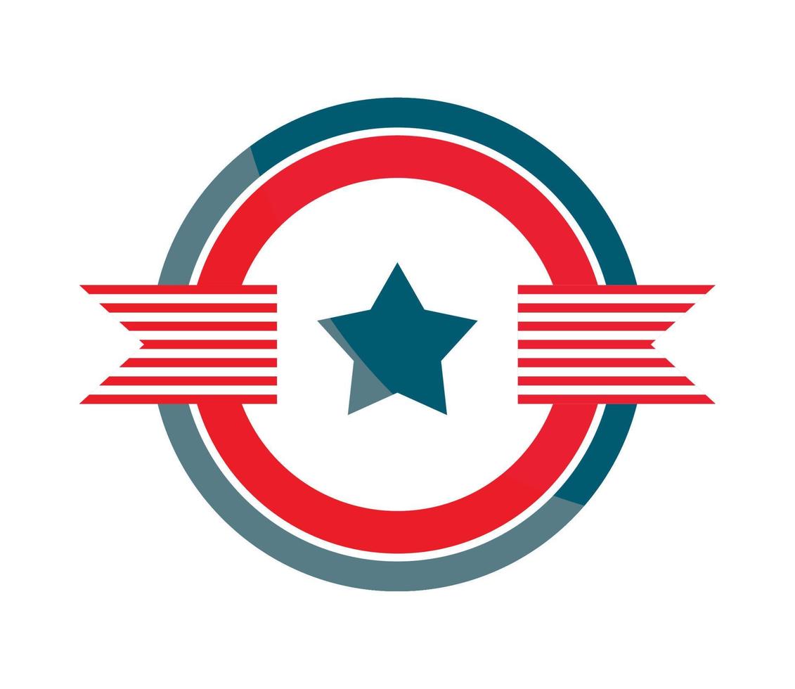 american flag round button vector