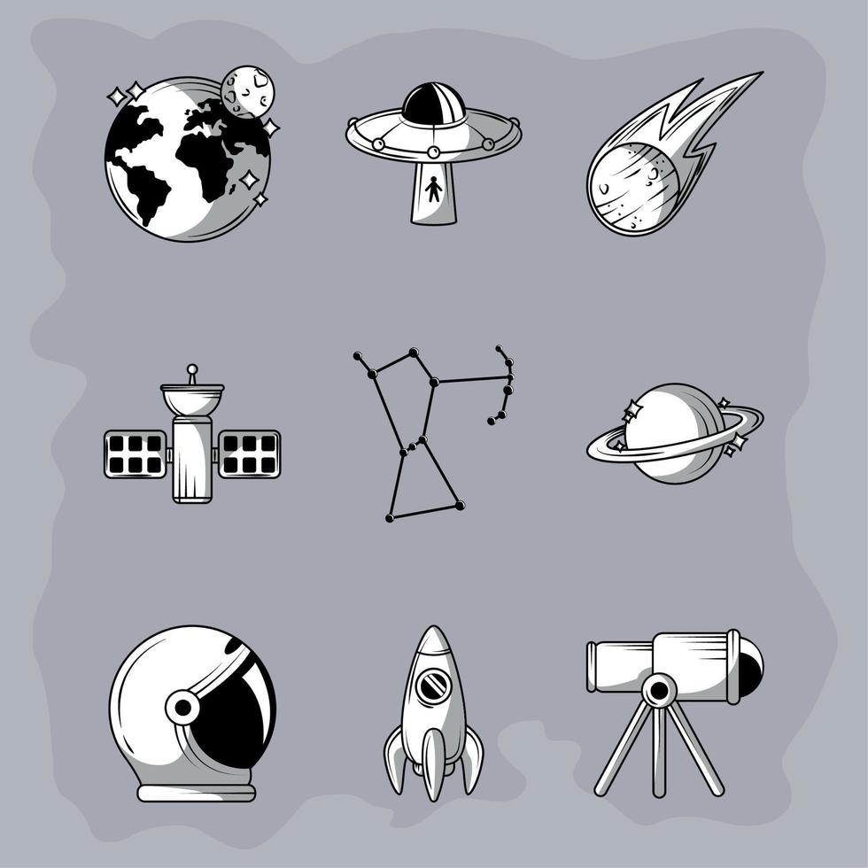 iconos espacio galaxia vector