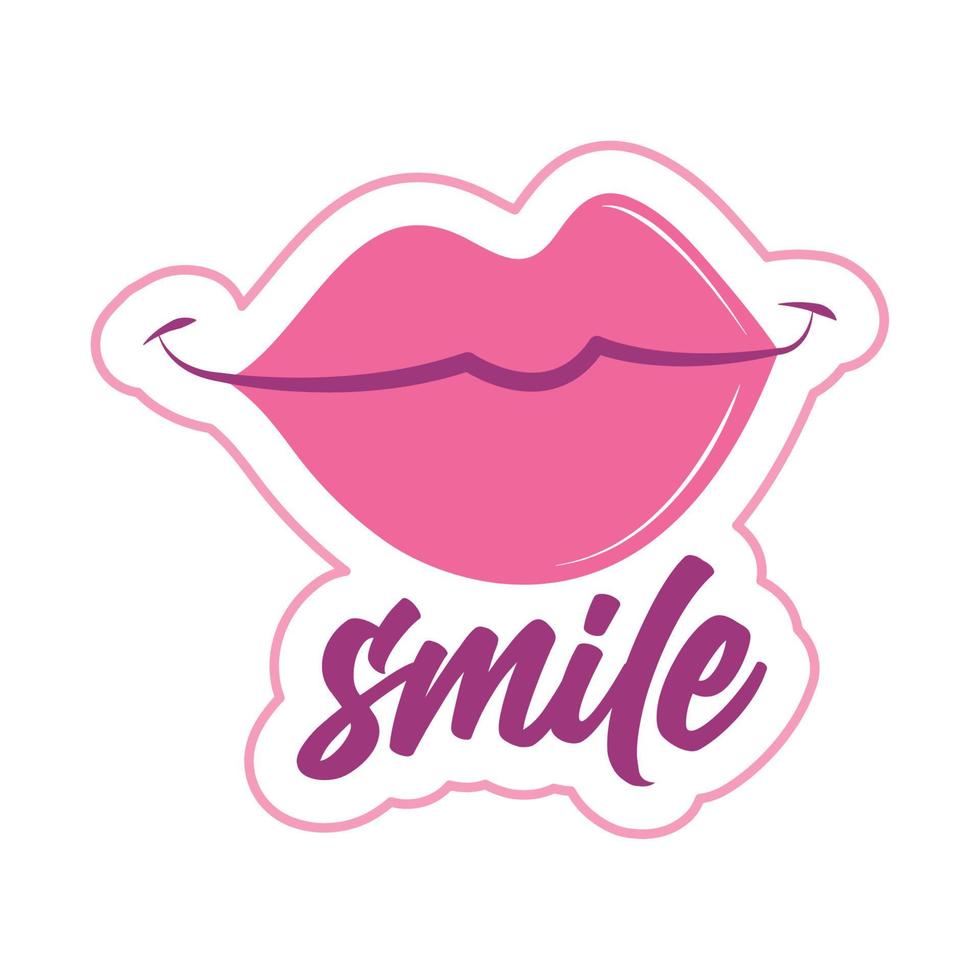 smile female lips sticker vector