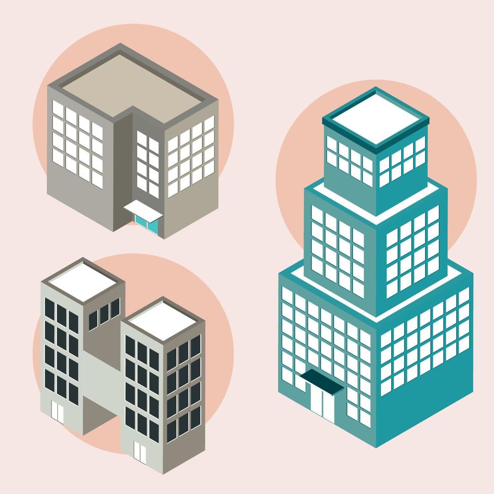icons isometric city architecture vector