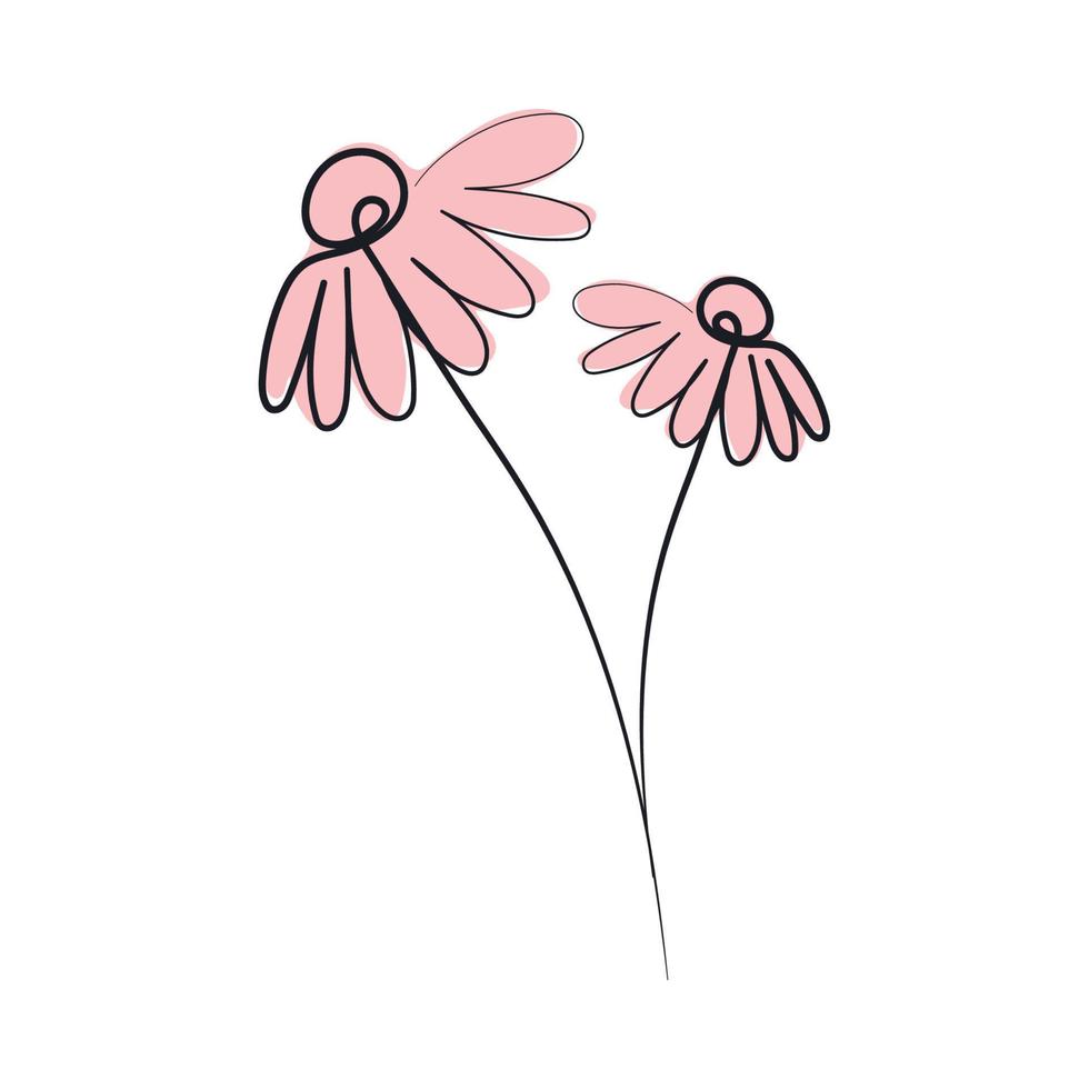 flower one line minimalist vector