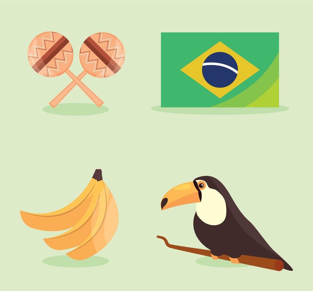 brazil culture icons vector